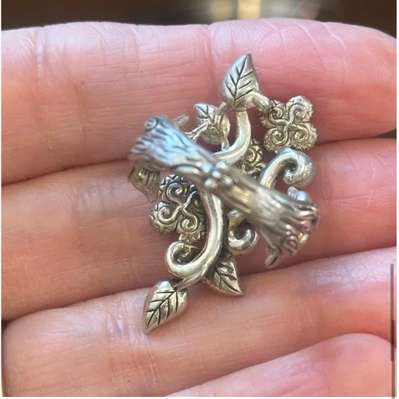 BARBARA BIXBY LOTUS FLOWER RING STERLING 925 RHODOLITE IOLITE TOPAZ GEMS 7.5 EUC - Picture 9 of 16